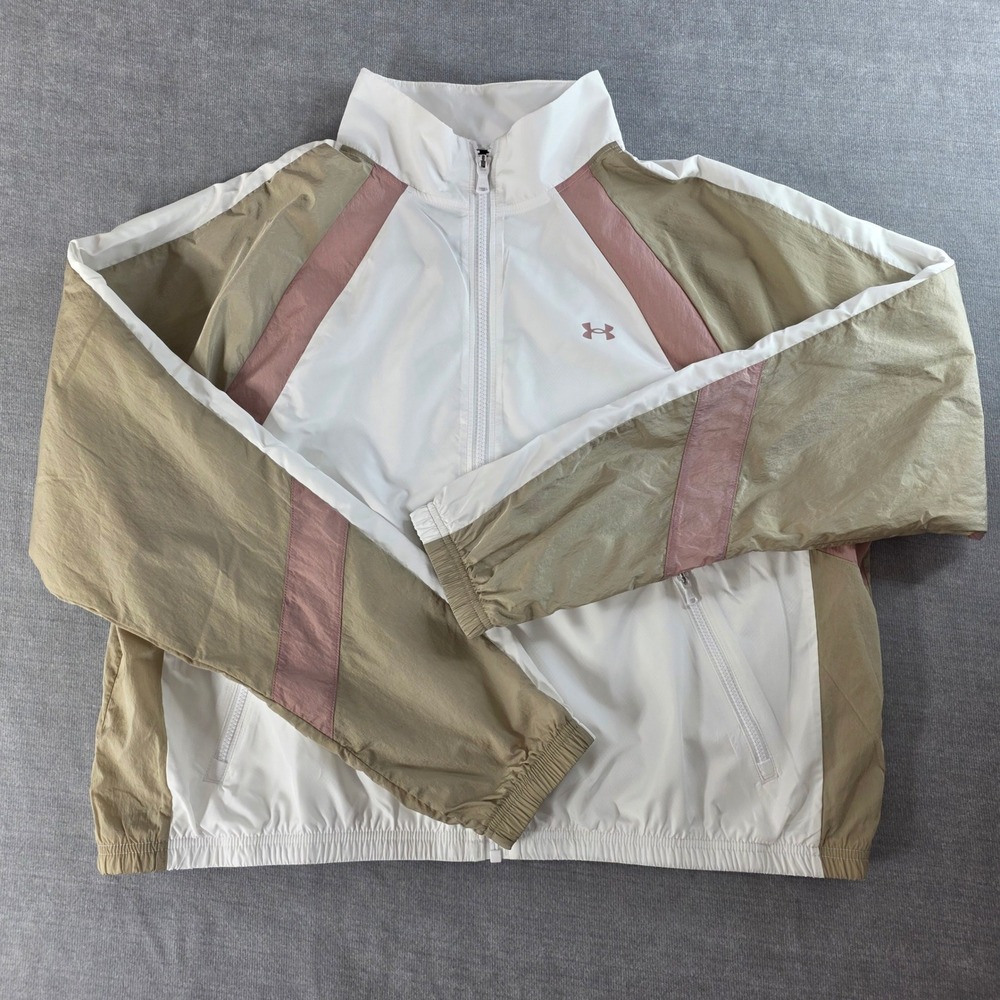 NWT UA Under Armour Colorblock Crinkle‎ Windbreaker Jacket Womens Large Gorpcore
